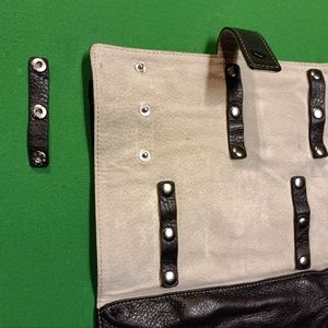 Levenger Leather Jewelry Travel Case Roll Wallet Trifold Black Pebbled Leather